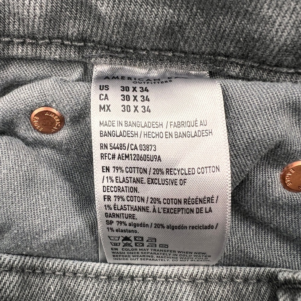 American Eagle Original Bootcut Jeans Men 30x34 (fits 32x33) Gray Classic Denim - Picture 6 of 12